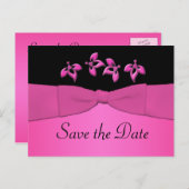 Zwart en roze Save the Date Briefkaart (Voorkant / Achterkant)