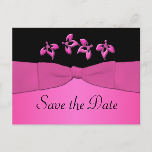 Zwart en roze Save the Date Briefkaart (Voorkant)