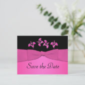 Zwart en roze Save the Date Briefkaart (Staand voorkant)
