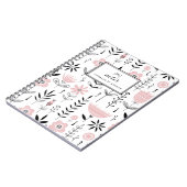 Zwart en roze Scandinavische bloemmotief Notitieboek (Linkerzijde)