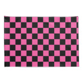 Zwart en roze schaakbordpatroon kussensloop (Achterkant-Rechts)