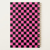 Zwart en roze schaakbordpatroon planner (Achterkant)