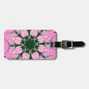 Zwart en Roze Schattigee Bloemen Mode Motief Monog Bagagelabel