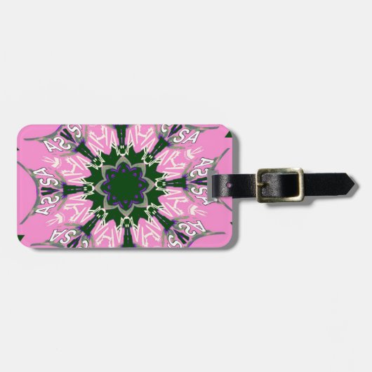 Zwart en Roze Schattigee Bloemen Mode Motief Monog Bagagelabel (Voorkant horizontaal)