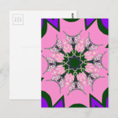 Zwart en Roze Schattigee Bloemen Mode Motief Monog Briefkaart (Voorkant / Achterkant)