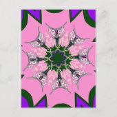 Zwart en Roze Schattigee Bloemen Mode Motief Monog Briefkaart (Voorkant)