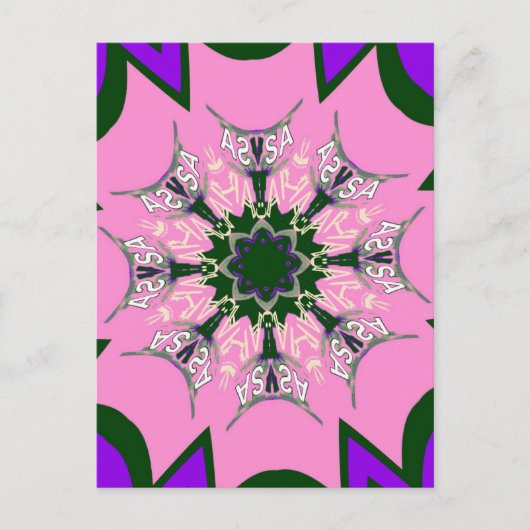 Zwart en Roze Schattigee Bloemen Mode Motief Monog Briefkaart (Voorkant)