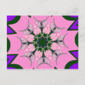 Zwart en Roze Schattigee Bloemen Mode Motief Monog Briefkaart (Voorkant)