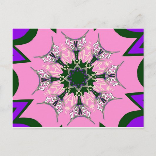 Zwart en Roze Schattigee Bloemen Mode Motief Monog Briefkaart (Voorkant)