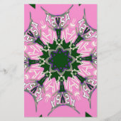 Zwart en Roze Schattigee Bloemen Mode Motief Monog Briefpapier (Voorkant)