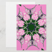 Zwart en Roze Schattigee Bloemen Mode Motief Monog Briefpapier (Voorkant / Achterkant)