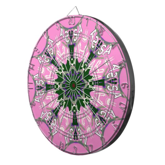 Zwart en Roze Schattigee Bloemen Mode Motief Monog Dartbord (Voorkant Rechts)