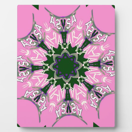 Zwart en Roze Schattigee Bloemen Mode Motief Monog Fotoplaat (Voorkant)