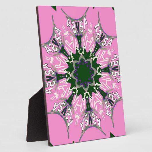 Zwart en Roze Schattigee Bloemen Mode Motief Monog Fotoplaat (Zijkant)