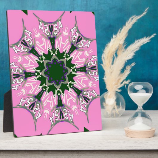 Zwart en Roze Schattigee Bloemen Mode Motief Monog Fotoplaat (Zijkant)