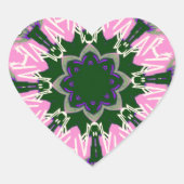 Zwart en Roze Schattigee Bloemen Mode Motief Monog Hart Sticker (Voorkant)