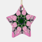 Zwart en Roze Schattigee Bloemen Mode Motief Monog Keramisch Ornament (Rechts)