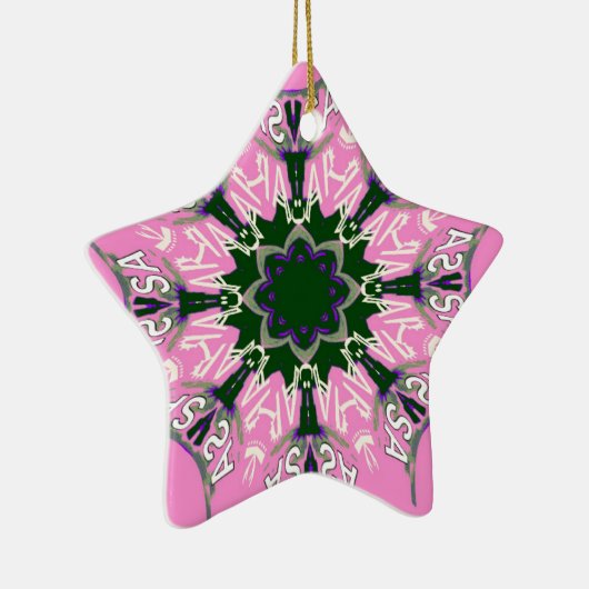 Zwart en Roze Schattigee Bloemen Mode Motief Monog Keramisch Ornament (Rechts)