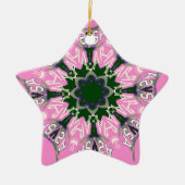 Zwart en Roze Schattigee Bloemen Mode Motief Monog Keramisch Ornament (Voorkant)