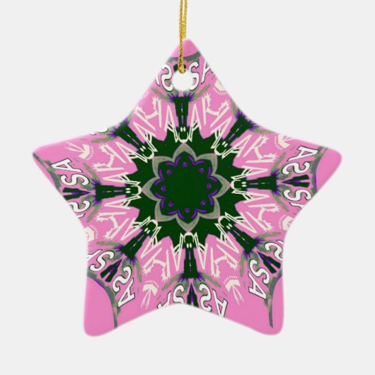 Zwart en Roze Schattigee Bloemen Mode Motief Monog Keramisch Ornament (Voorkant)