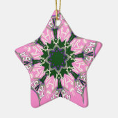 Zwart en Roze Schattigee Bloemen Mode Motief Monog Keramisch Ornament (Links)