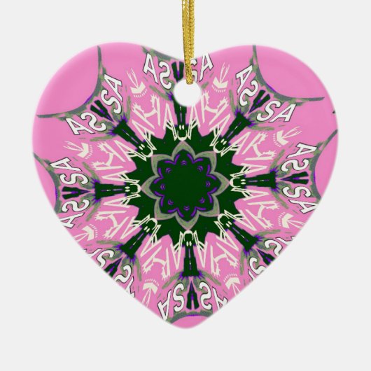 Zwart en Roze Schattigee Bloemen Mode Motief Monog Keramisch Ornament (Voorkant)
