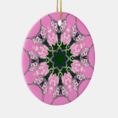 Zwart en Roze Schattigee Bloemen Mode Motief Monog Keramisch Ornament (Rechts)