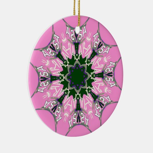 Zwart en Roze Schattigee Bloemen Mode Motief Monog Keramisch Ornament (Rechts)