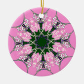 Zwart en Roze Schattigee Bloemen Mode Motief Monog Keramisch Ornament (Voorkant)