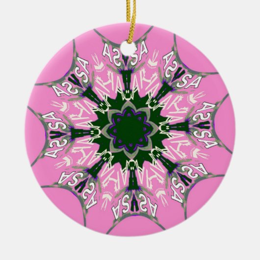 Zwart en Roze Schattigee Bloemen Mode Motief Monog Keramisch Ornament (Voorkant)