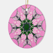 Zwart en Roze Schattigee Bloemen Mode Motief Monog Keramisch Ornament (Links)