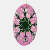 Zwart en Roze Schattigee Bloemen Mode Motief Monog Keramisch Ornament (Rechts)