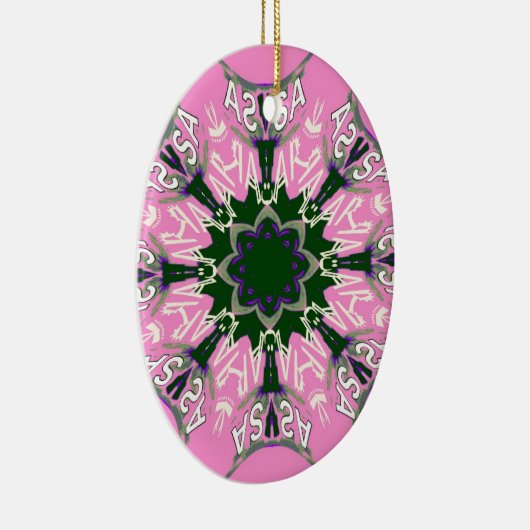 Zwart en Roze Schattigee Bloemen Mode Motief Monog Keramisch Ornament (Rechts)