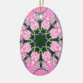 Zwart en Roze Schattigee Bloemen Mode Motief Monog Keramisch Ornament (Links)