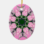 Zwart en Roze Schattigee Bloemen Mode Motief Monog Keramisch Ornament (Voorkant)
