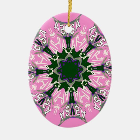 Zwart en Roze Schattigee Bloemen Mode Motief Monog Keramisch Ornament (Voorkant)