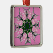 Zwart en Roze Schattigee Bloemen Mode Motief Monog Metalen Ornament (Rechts)