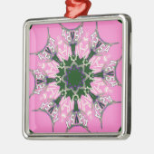 Zwart en Roze Schattigee Bloemen Mode Motief Monog Metalen Ornament (Links)