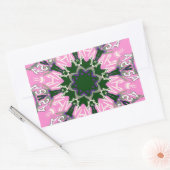 Zwart en Roze Schattigee Bloemen Mode Motief Monog Rechthoekige Sticker (Envelop)