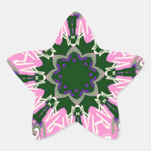 Zwart en Roze Schattigee Bloemen Mode Motief Monog Ster Sticker
