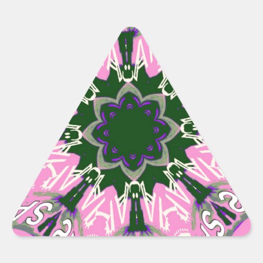 Zwart en Roze Schattigee Bloemen Mode Motief Monog Sticker (Voorkant)