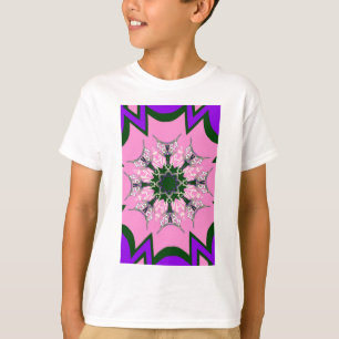 Zwart en Roze Schattigee Bloemen Mode Motief Monog T-shirt