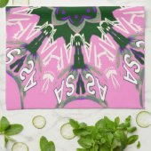 Zwart en Roze Schattigee Bloemen Mode Motief Monog Theedoek (Gevouwen)