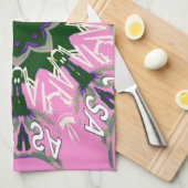 Zwart en Roze Schattigee Bloemen Mode Motief Monog Theedoek (Quarter Fold)