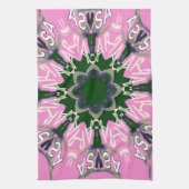 Zwart en Roze Schattigee Bloemen Mode Motief Monog Theedoek (Verticaal)