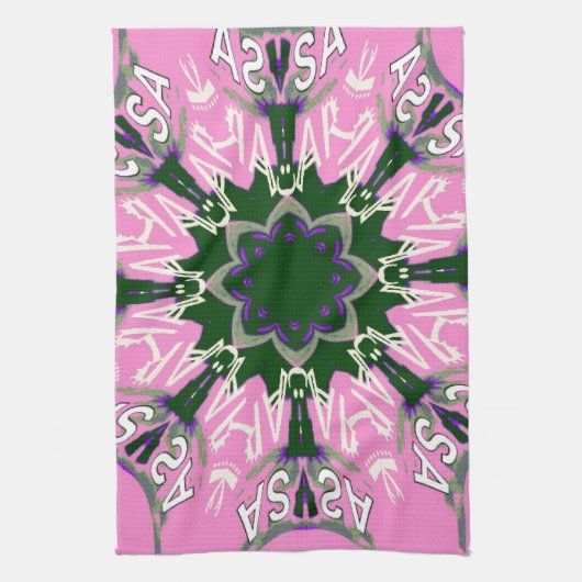 Zwart en Roze Schattigee Bloemen Mode Motief Monog Theedoek (Verticaal)