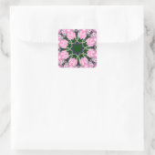 Zwart en Roze Schattigee Bloemen Mode Motief Monog Vierkante Sticker (Tas)