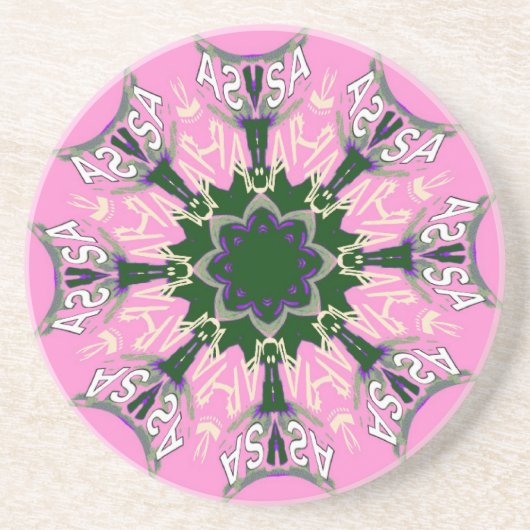 Zwart en Roze Schattigee Bloemen Mode Motief Monog Zandsteen Onderzetter (Voorkant)