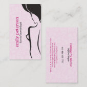 Zwart en roze schoonheid / cosmetologie ontwerp visitekaartje (Voorkant / Achterkant)