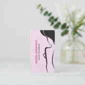 Zwart en roze schoonheid / cosmetologie ontwerp visitekaartje (Staand voorkant)